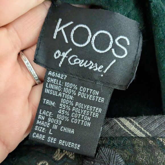 Velvet Reversible Jacket Womens L Green Tapestry Quilted 90s Y2K Vtg Whimsigoth - Picture 13 of 16